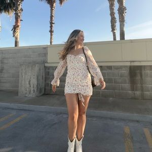 PRINCESS POLLY Wild Flowers Scrunchy Mini Dress